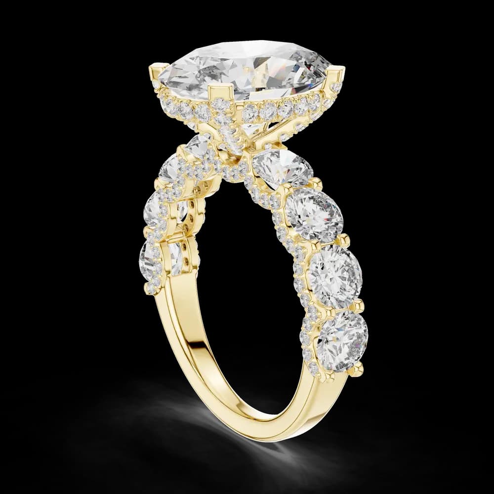 Oval Center Round Side Lab Grown Diamond Ring - Image 4 Oval Center Round Side Lab Grown Diamond Ring, view 4 of 6