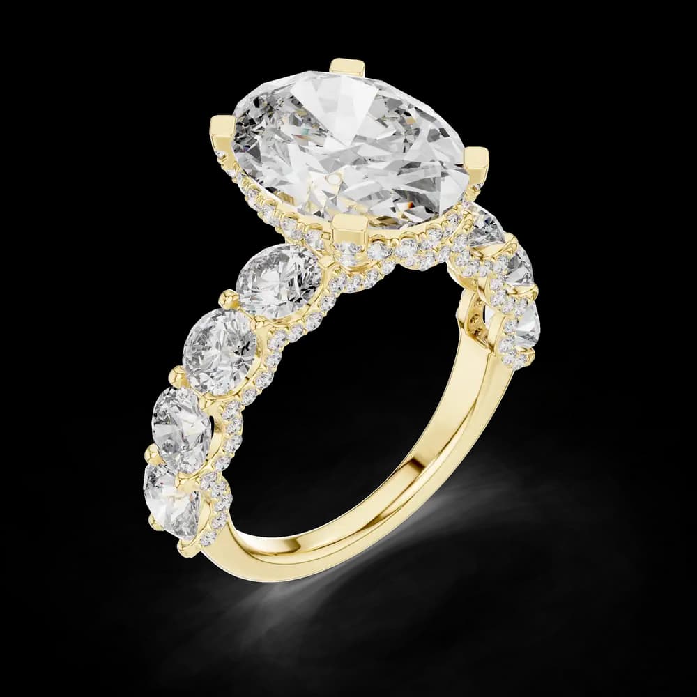 Oval Center Round Side Lab Grown Diamond Ring - Image 5 Oval Center Round Side Lab Grown Diamond Ring, view 5 of 6