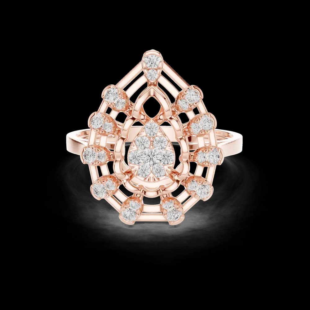 Pear Lattice Cluster Lab Grown Diamond Ring - Image 1 Pear Lattice Cluster Lab Grown Diamond Ring, view 1 of 6