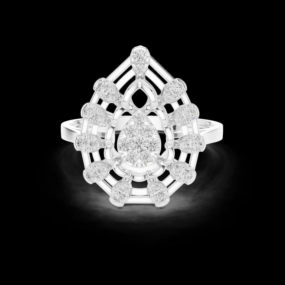 Pear Lattice Cluster Lab Grown Diamond Ring - Image 2 Pear Lattice Cluster Lab Grown Diamond Ring, view 2 of 6