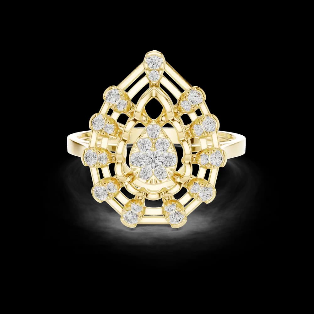 Pear Lattice Cluster Lab Grown Diamond Ring - Image 3 Pear Lattice Cluster Lab Grown Diamond Ring, view 3 of 6
