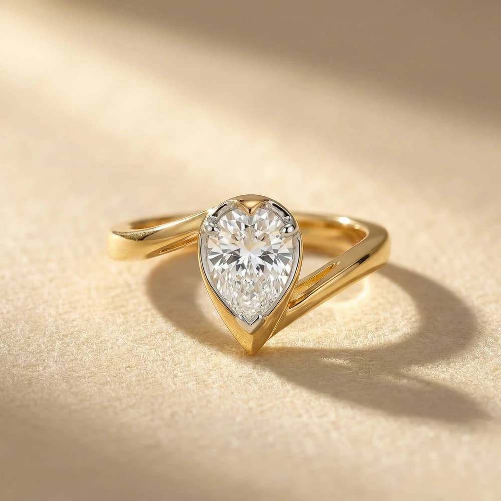 Open Wrap Pear Solitaire Lab Grown Diamond Ring - Image 2 Open Wrap Pear Solitaire Lab Grown Diamond Ring, view 2 of 4