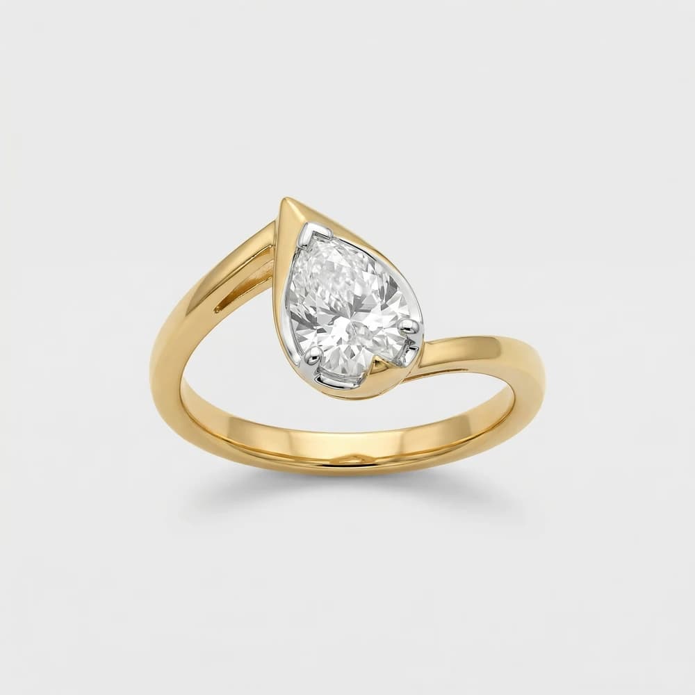 Open Wrap Pear Solitaire Lab Grown Diamond Ring - Image 3 Open Wrap Pear Solitaire Lab Grown Diamond Ring, view 3 of 4