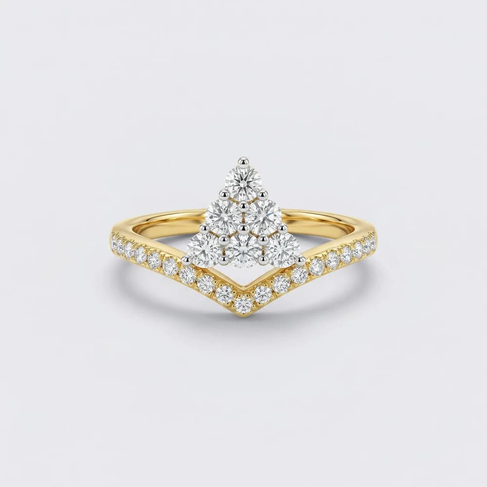 Chevron Round Pave Lab Grown Diamond Ring - Image 1 Chevron Round Pave Lab Grown Diamond Ring, view 1 of 1