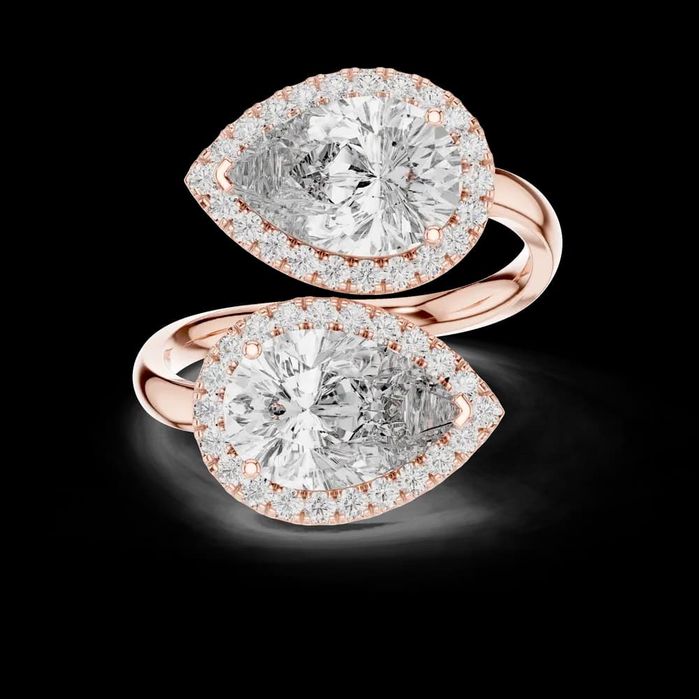 Large Dual Pear Halo Toi et Moi Ring - Image 1 Large Dual Pear Halo Toi et Moi Ring, view 1 of 6