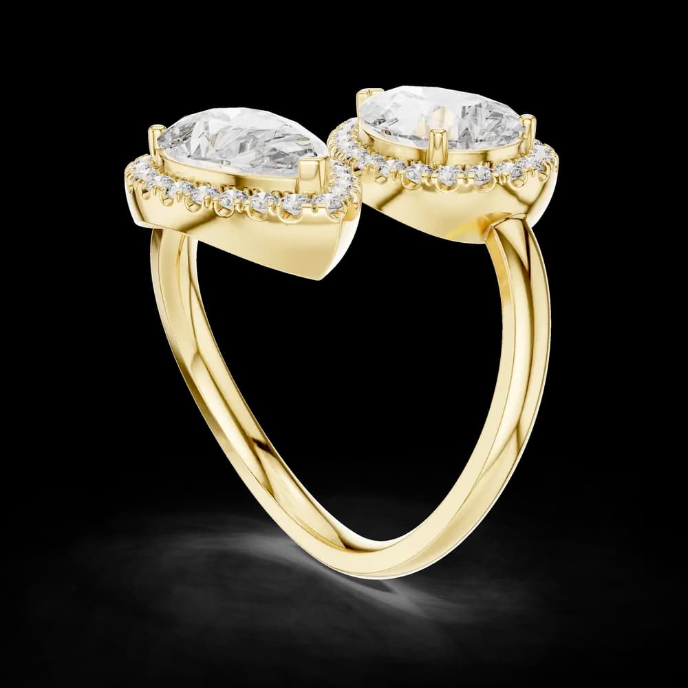Large Dual Pear Halo Toi et Moi Ring - Image 4 Large Dual Pear Halo Toi et Moi Ring, view 4 of 6