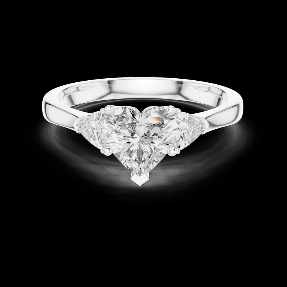Heart Cut Triangle Side Lab Grown Ring - Image 2 Heart Cut Triangle Side Lab Grown Ring, view 2 of 6