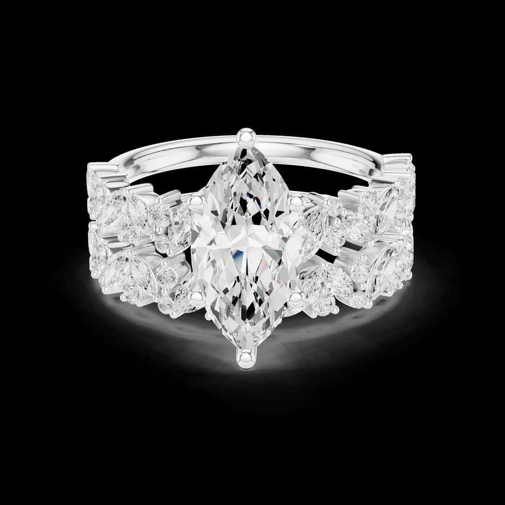 Marquise Cut Cluster Lab Grown Diamond Ring - Image 2 Marquise Cut Cluster Lab Grown Diamond Ring, view 2 of 6