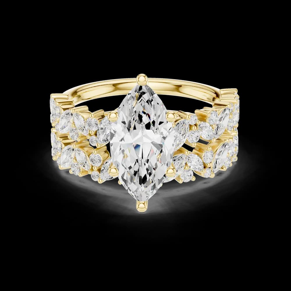 Marquise Cut Cluster Lab Grown Diamond Ring - Image 3 Marquise Cut Cluster Lab Grown Diamond Ring, view 3 of 6