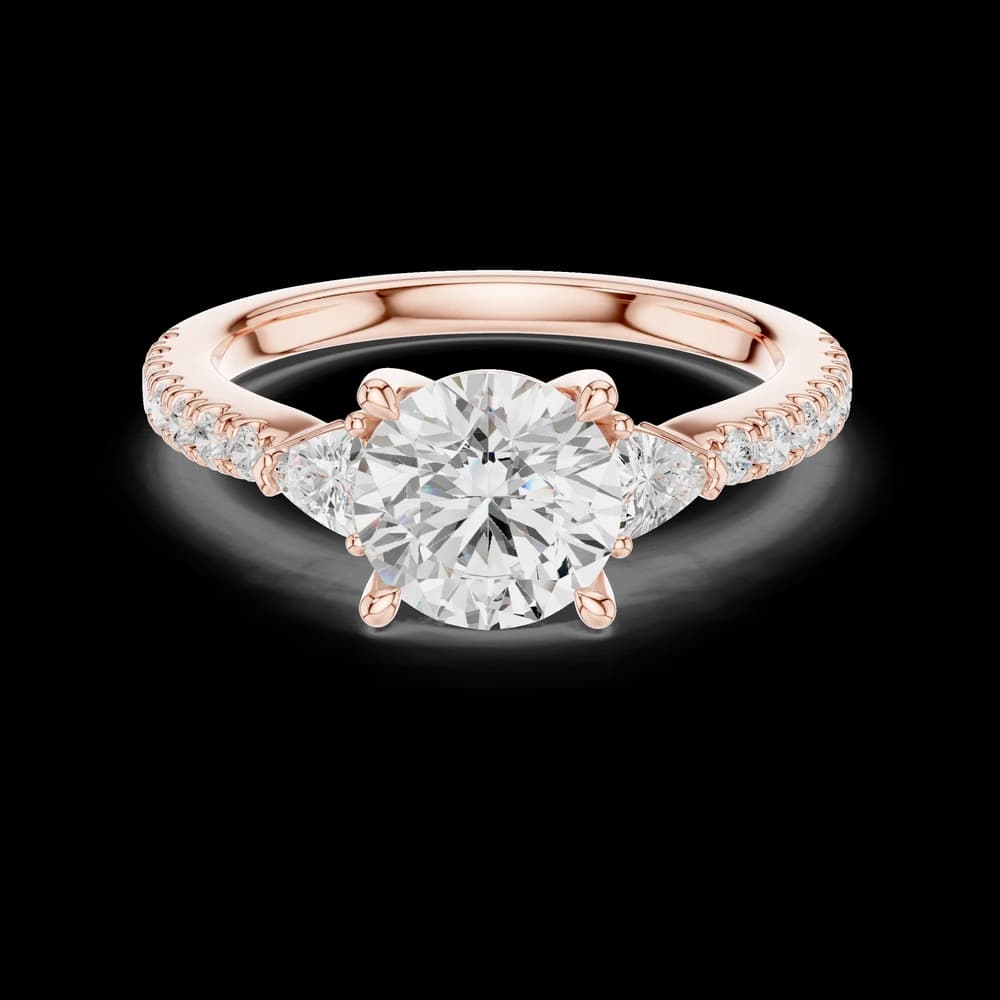 Round Pear Trio Pave Lab Grown Diamond Ring - Image 1 Round Pear Trio Pave Lab Grown Diamond Ring, view 1 of 6