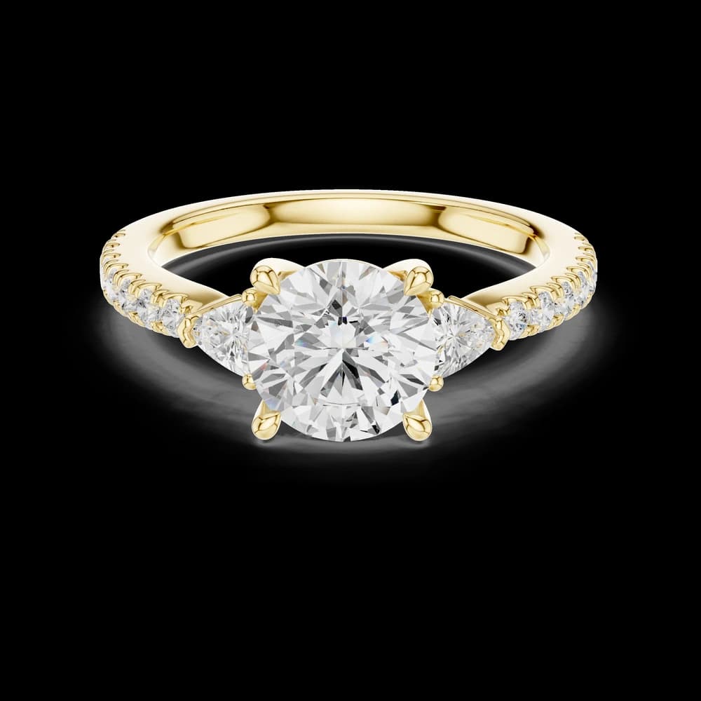 Round Pear Trio Pave Lab Grown Diamond Ring - Image 3 Round Pear Trio Pave Lab Grown Diamond Ring, view 3 of 6