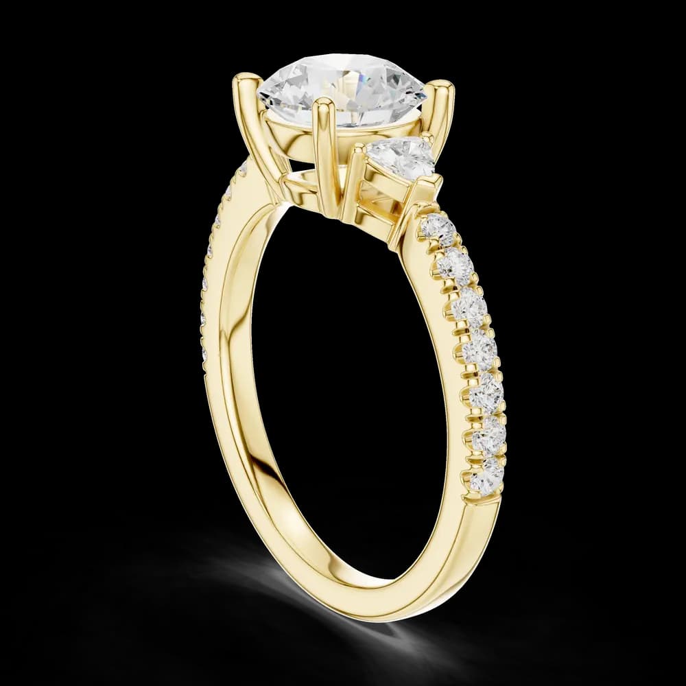 Round Pear Trio Pave Lab Grown Diamond Ring - Image 4 Round Pear Trio Pave Lab Grown Diamond Ring, view 4 of 6