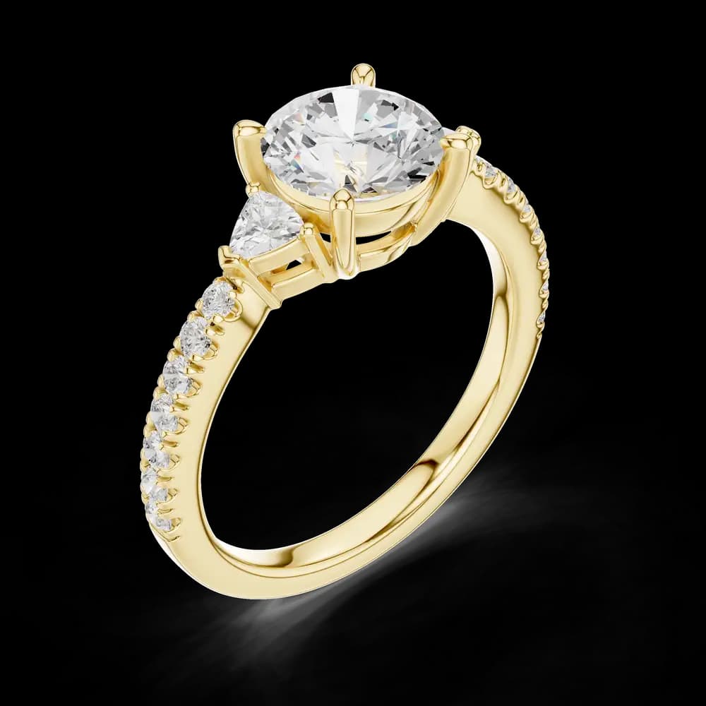 Round Pear Trio Pave Lab Grown Diamond Ring - Image 5 Round Pear Trio Pave Lab Grown Diamond Ring, view 5 of 6