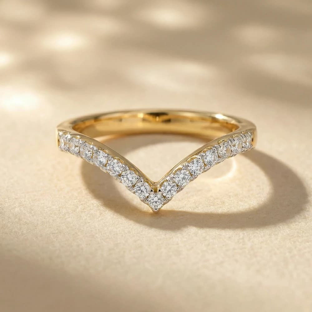 Minimal V Shape Pav������ Lab Grown Diamond Ring - Image 2 Minimal V Shape Pav������ Lab Grown Diamond Ring, view 2 of 3