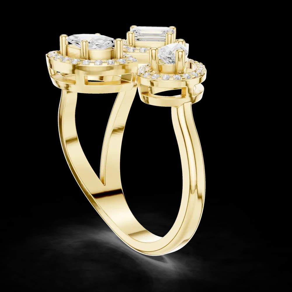 Three Shape Halo Open Band Lab Grown Ring - Image 4 Three Shape Halo Open Band Lab Grown Ring, view 4 of 6