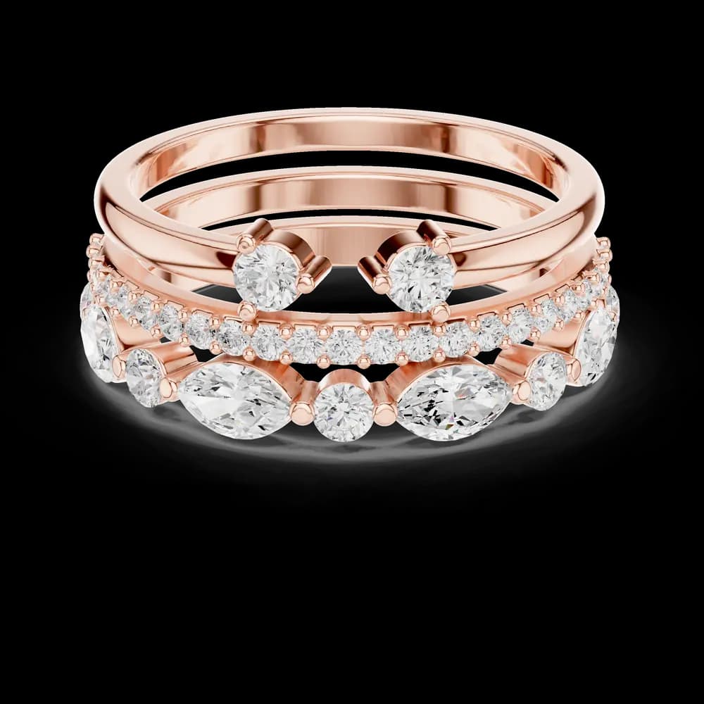 Triple-Row Open Cuff Diamond Stacked Ring - Image 1 Triple-Row Open Cuff Diamond Stacked Ring, view 1 of 6