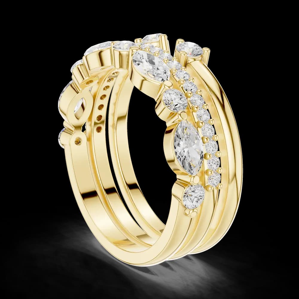 Triple-Row Open Cuff Diamond Stacked Ring - Image 4 Triple-Row Open Cuff Diamond Stacked Ring, view 4 of 6