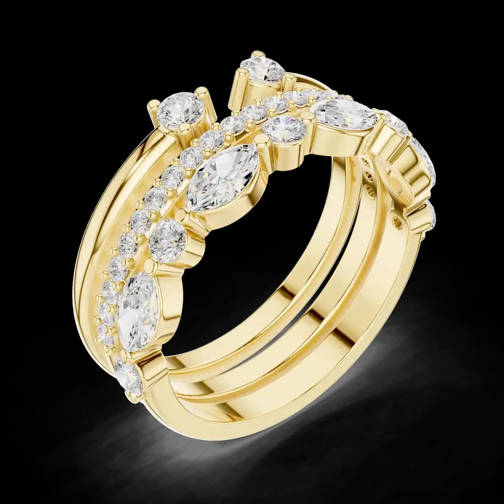 Triple-Row Open Cuff Diamond Stacked Ring - Image 5 Triple-Row Open Cuff Diamond Stacked Ring, view 5 of 6