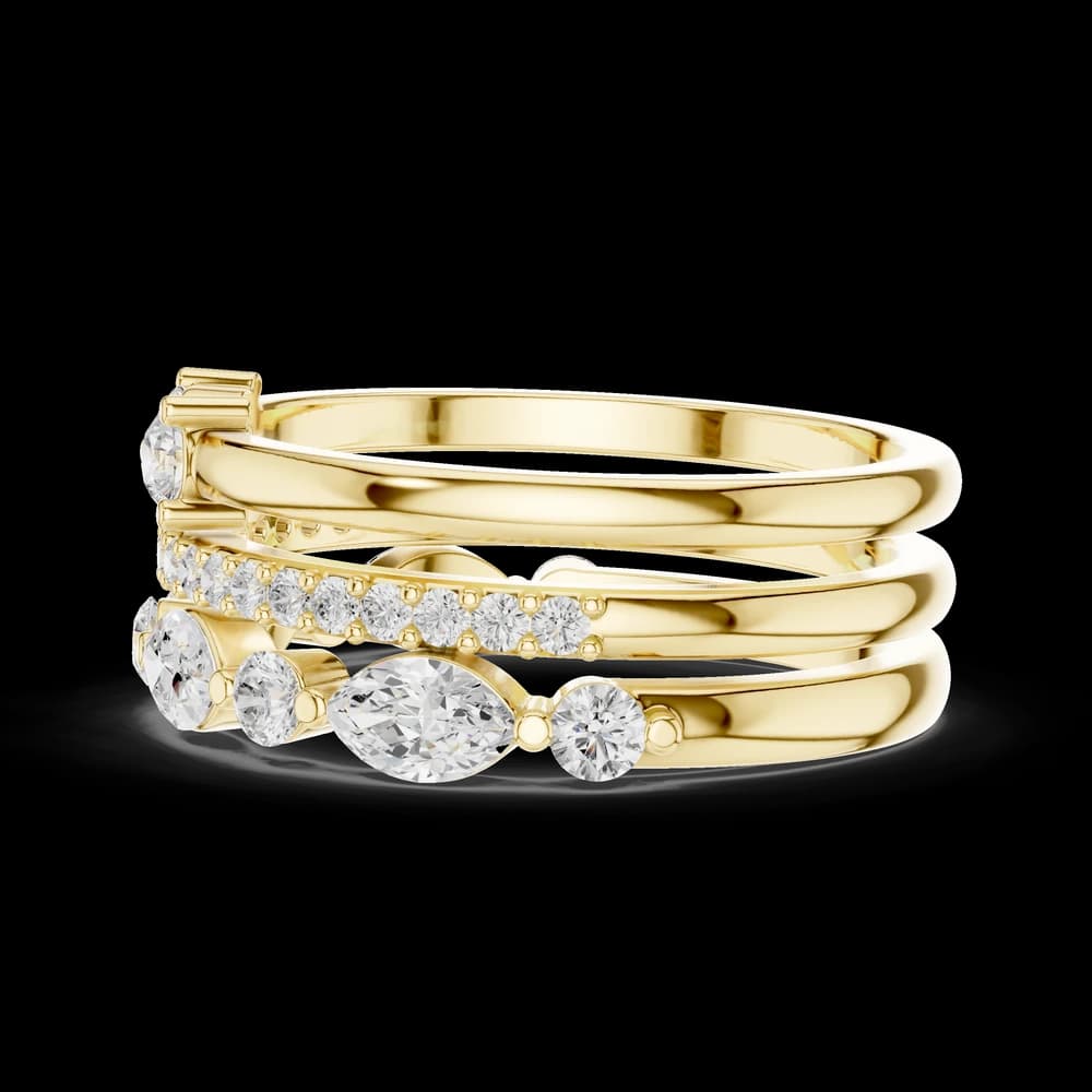 Triple-Row Open Cuff Diamond Stacked Ring - Image 6 Triple-Row Open Cuff Diamond Stacked Ring, view 6 of 6