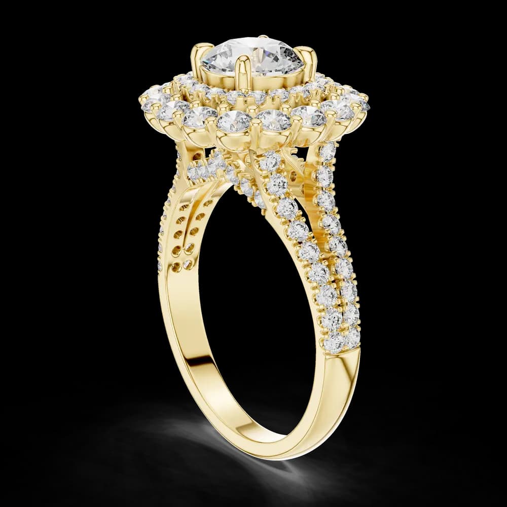 Double Halo Split Band with Round Center Lab Grown Diamond Ring - Image 4 Double Halo Split Band with Round Center Lab Grown Diamond Ring, view 4 of 5