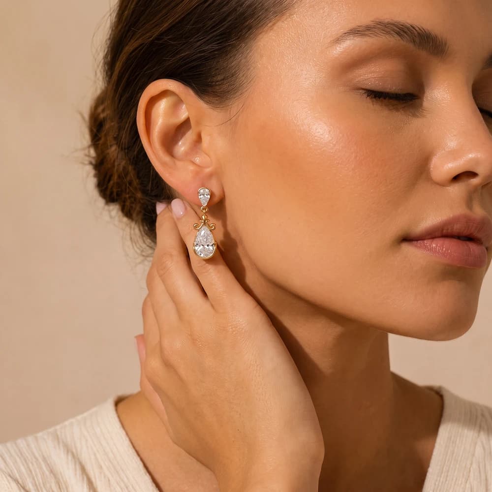 The Crown Jewel Pear Drops Earring - Image 2 The Crown Jewel Pear Drops Earring, view 2 of 5