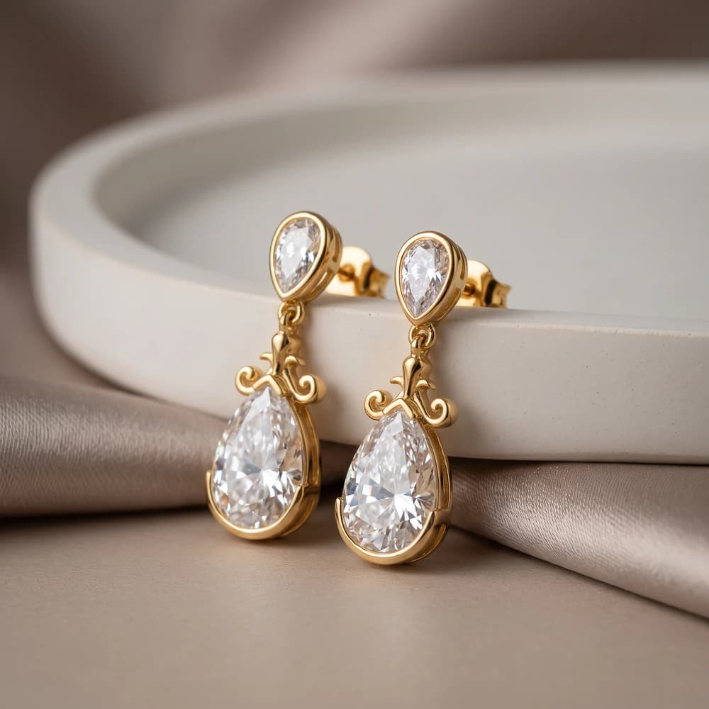 The Crown Jewel Pear Drops Earring - Image 3 The Crown Jewel Pear Drops Earring, view 3 of 5