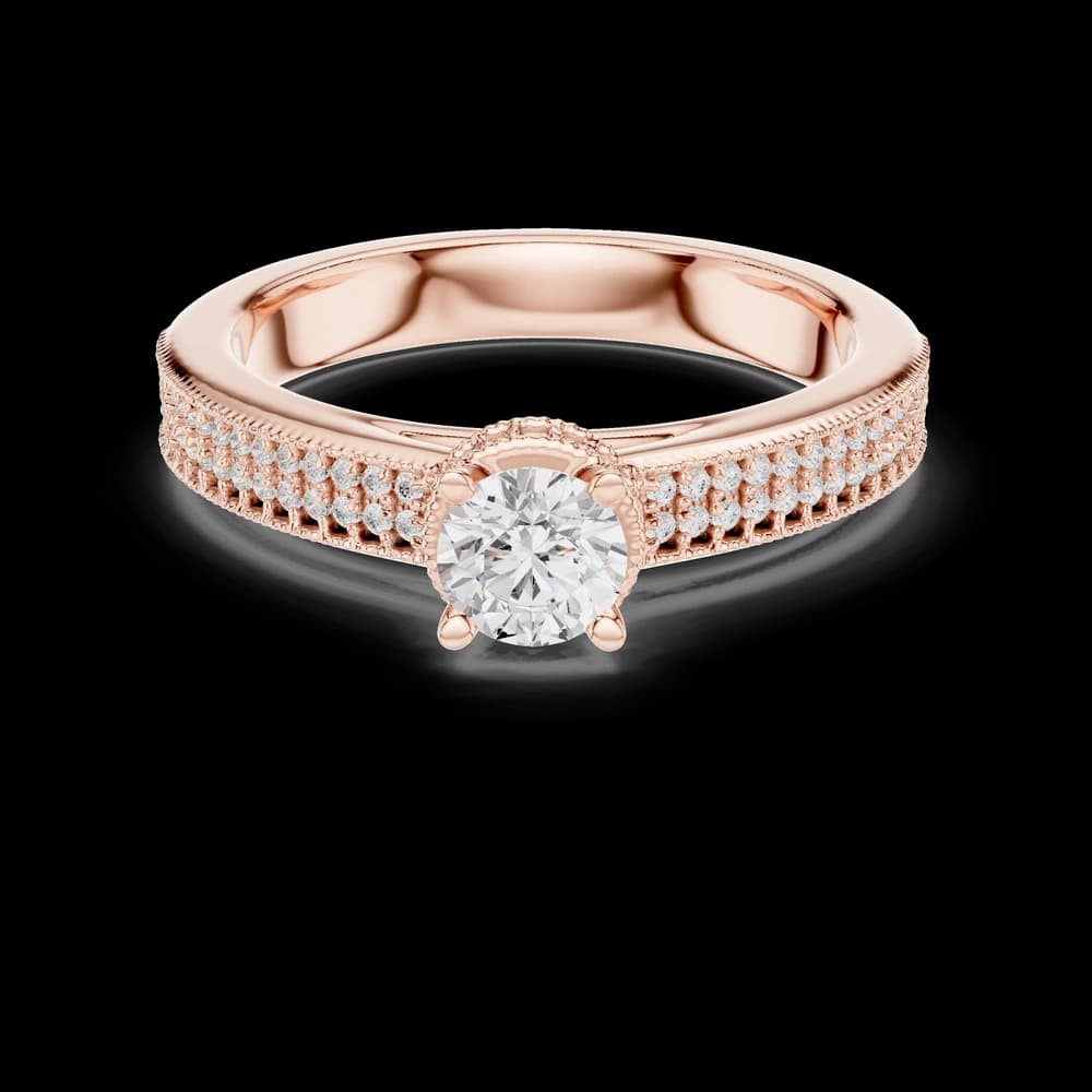Textured Band Round Solitaire Lab Grown Diamond Ring - Image 1 Textured Band Round Solitaire Lab Grown Diamond Ring, view 1 of 6
