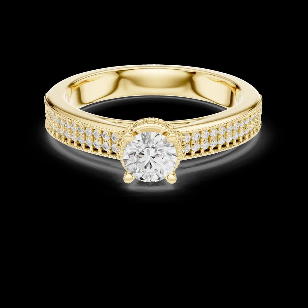 Textured Band Round Solitaire Lab Grown Diamond Ring - Image 3 Textured Band Round Solitaire Lab Grown Diamond Ring, view 3 of 6