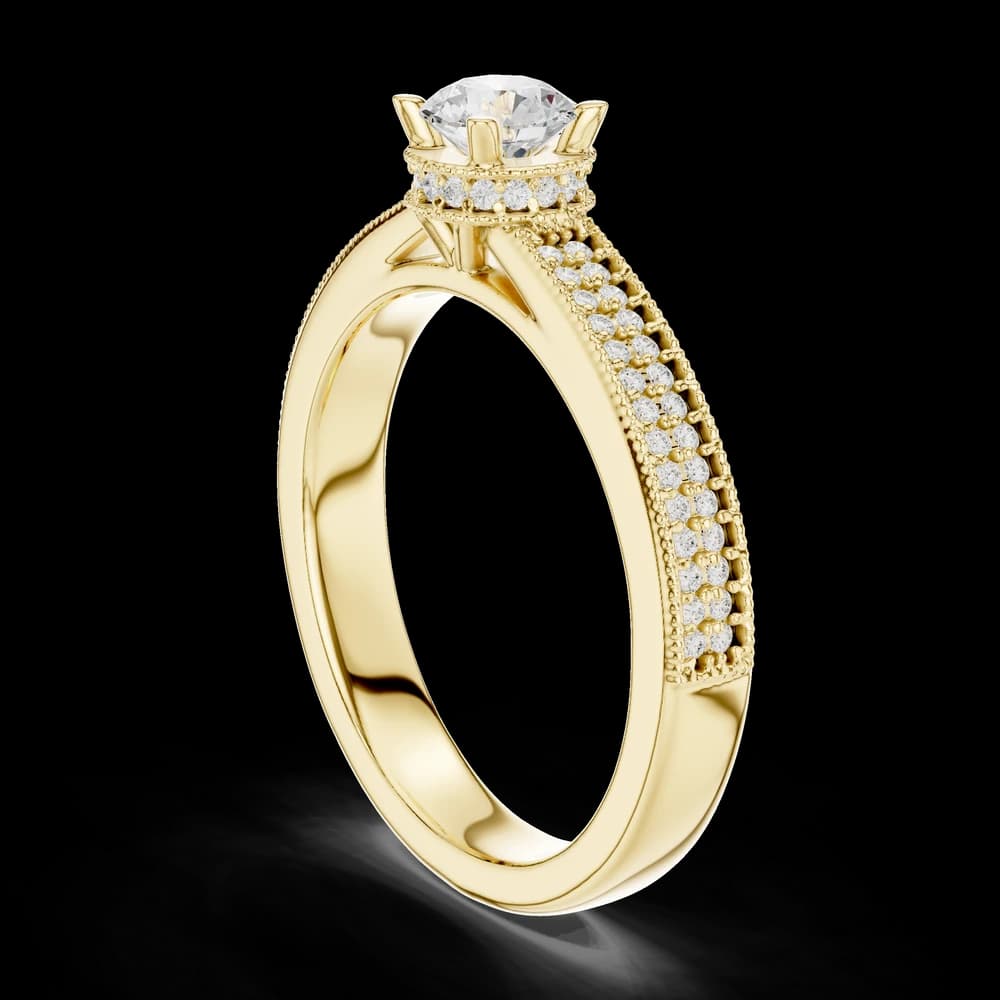 Textured Band Round Solitaire Lab Grown Diamond Ring - Image 4 Textured Band Round Solitaire Lab Grown Diamond Ring, view 4 of 6