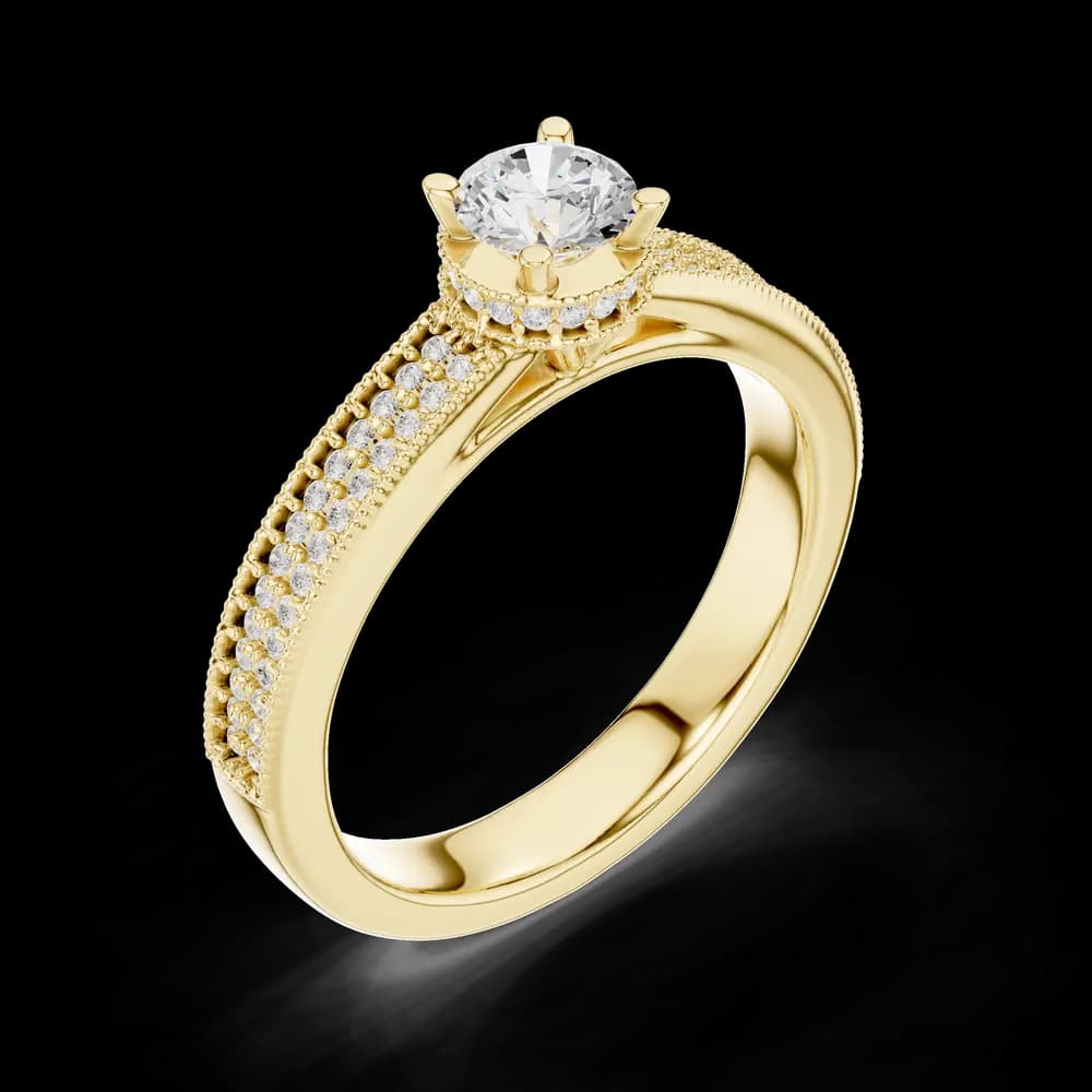 Textured Band Round Solitaire Lab Grown Diamond Ring - Image 5 Textured Band Round Solitaire Lab Grown Diamond Ring, view 5 of 6