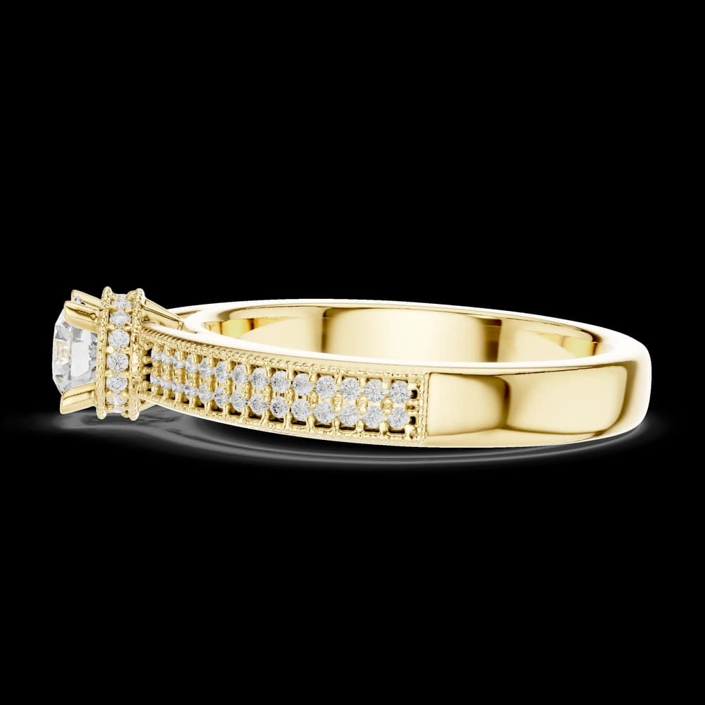 Textured Band Round Solitaire Lab Grown Diamond Ring - Image 6 Textured Band Round Solitaire Lab Grown Diamond Ring, view 6 of 6
