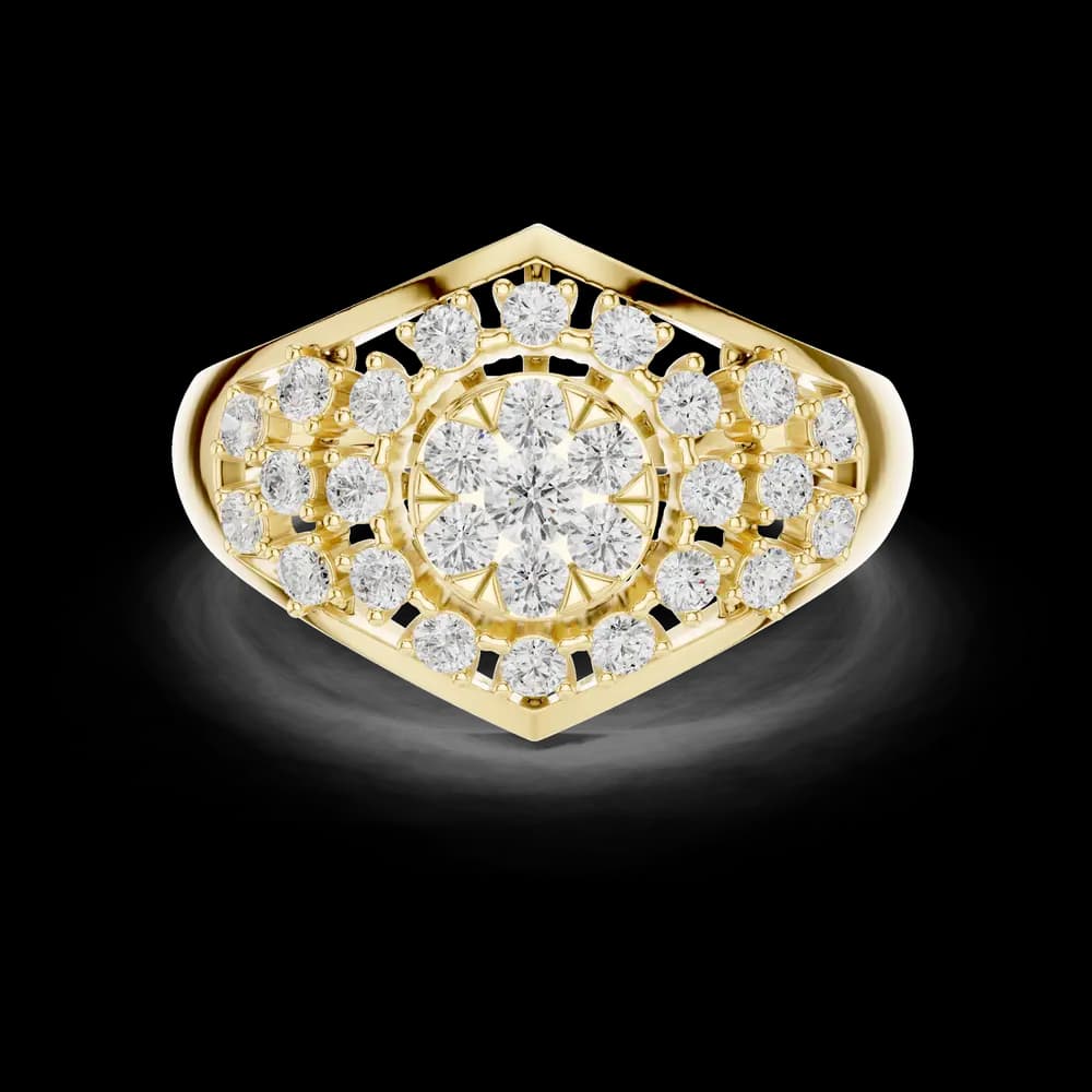 Vintage Inspired Cluster Lab Grown Diamond Ring - Image 3 Vintage Inspired Cluster Lab Grown Diamond Ring, view 3 of 6