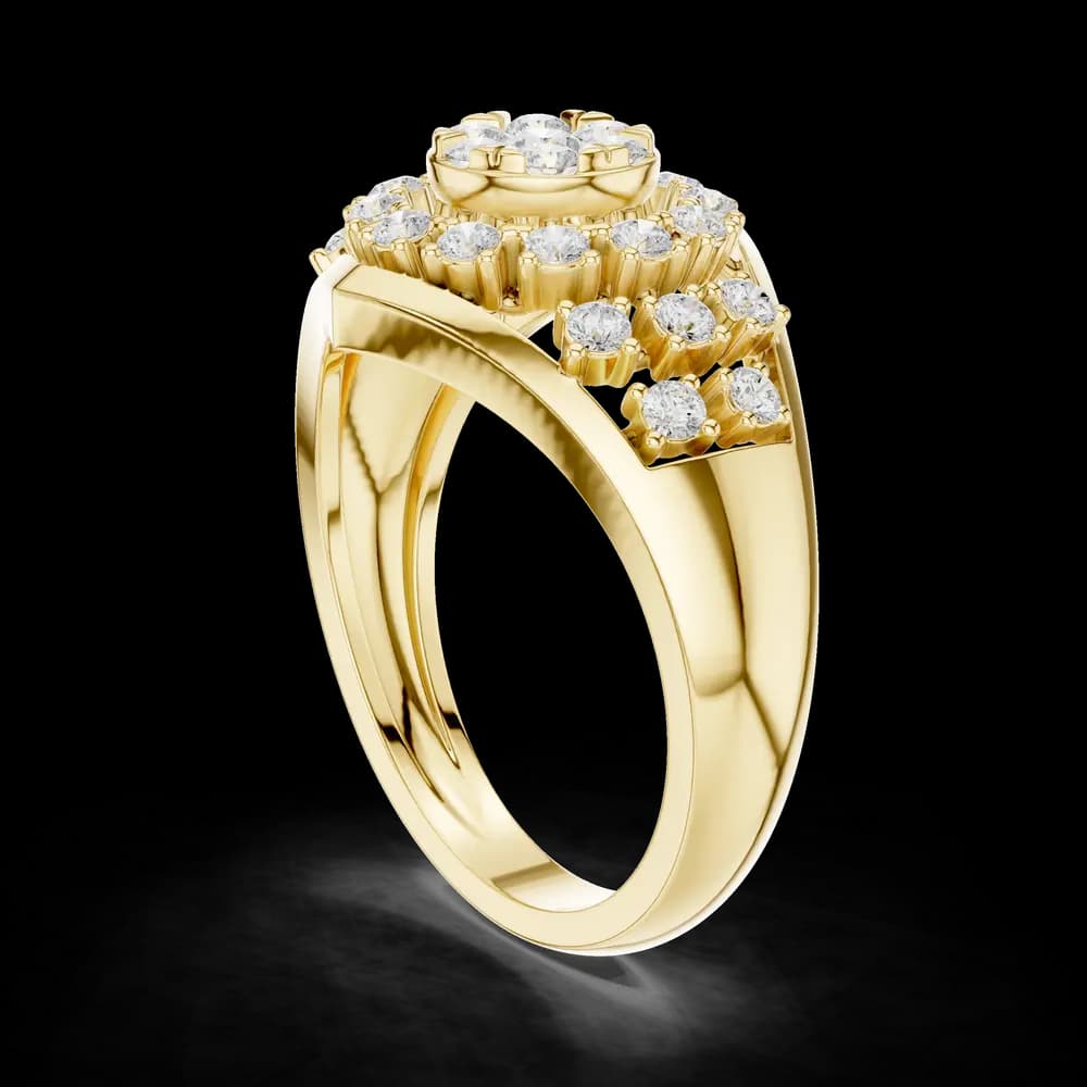 Vintage Inspired Cluster Lab Grown Diamond Ring - Image 4 Vintage Inspired Cluster Lab Grown Diamond Ring, view 4 of 6