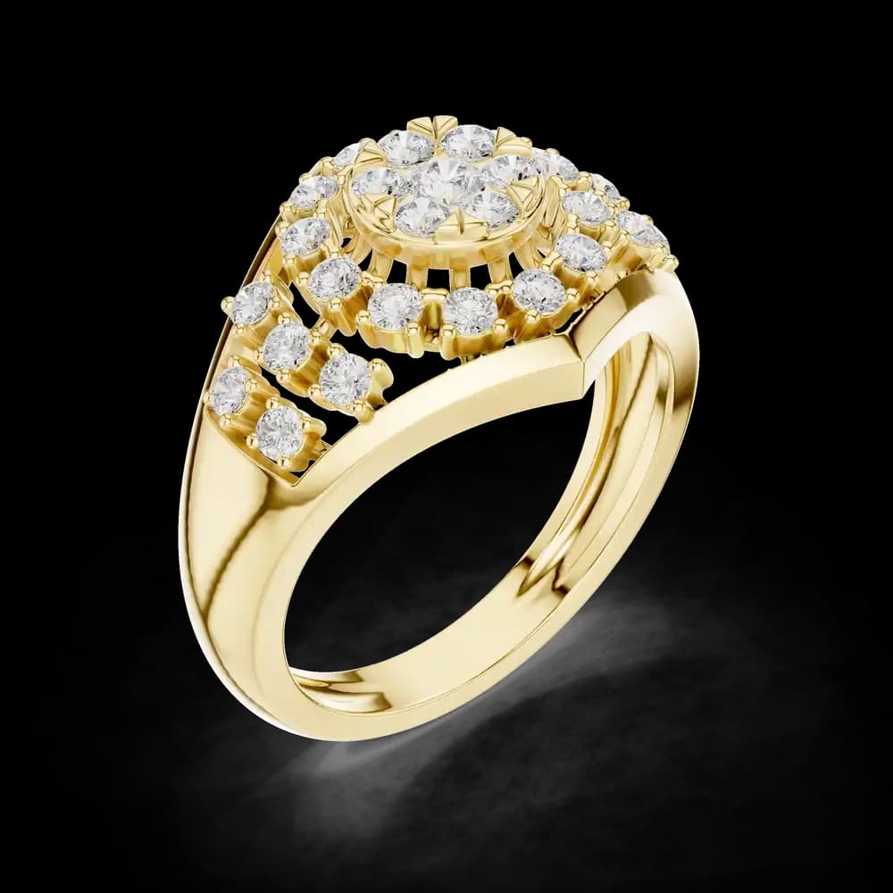 Vintage Inspired Cluster Lab Grown Diamond Ring - Image 5 Vintage Inspired Cluster Lab Grown Diamond Ring, view 5 of 6