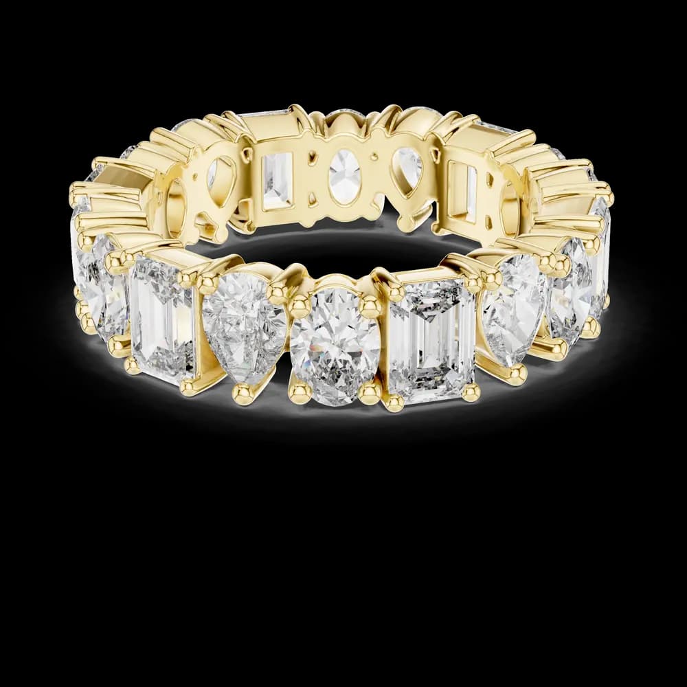 Mixed Cut Emerald Pear Oval Eternity Band - Image 3 Mixed Cut Emerald Pear Oval Eternity Band, view 3 of 6