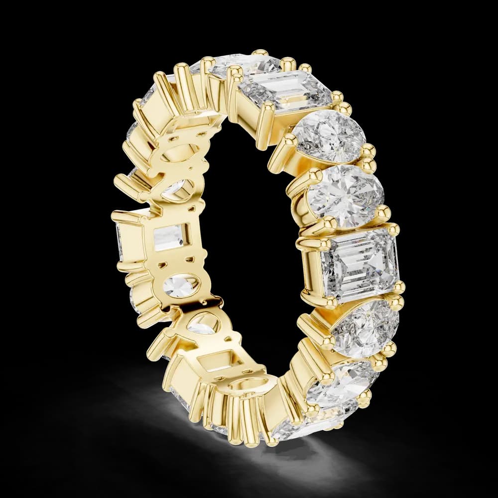 Mixed Cut Emerald Pear Oval Eternity Band - Image 4 Mixed Cut Emerald Pear Oval Eternity Band, view 4 of 6