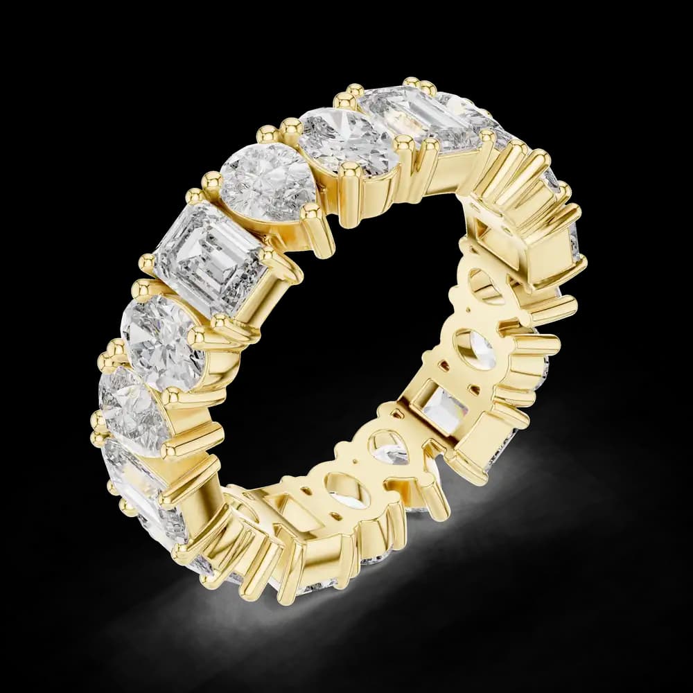 Mixed Cut Emerald Pear Oval Eternity Band - Image 5 Mixed Cut Emerald Pear Oval Eternity Band, view 5 of 6