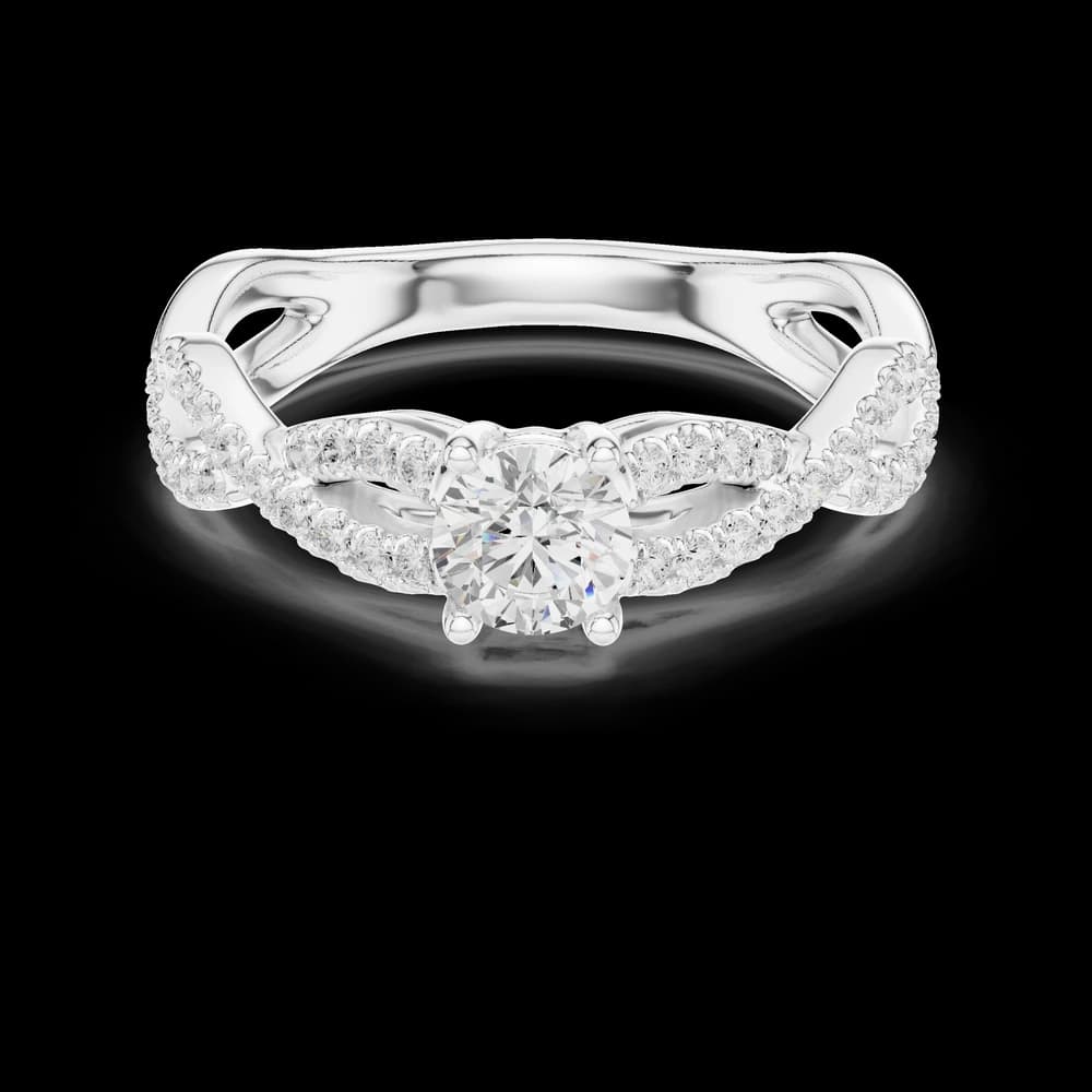 Round Pavé Open Shank Band Lab Grown Ring - Image 2 Round Pavé Open Shank Band Lab Grown Ring, view 2 of 6