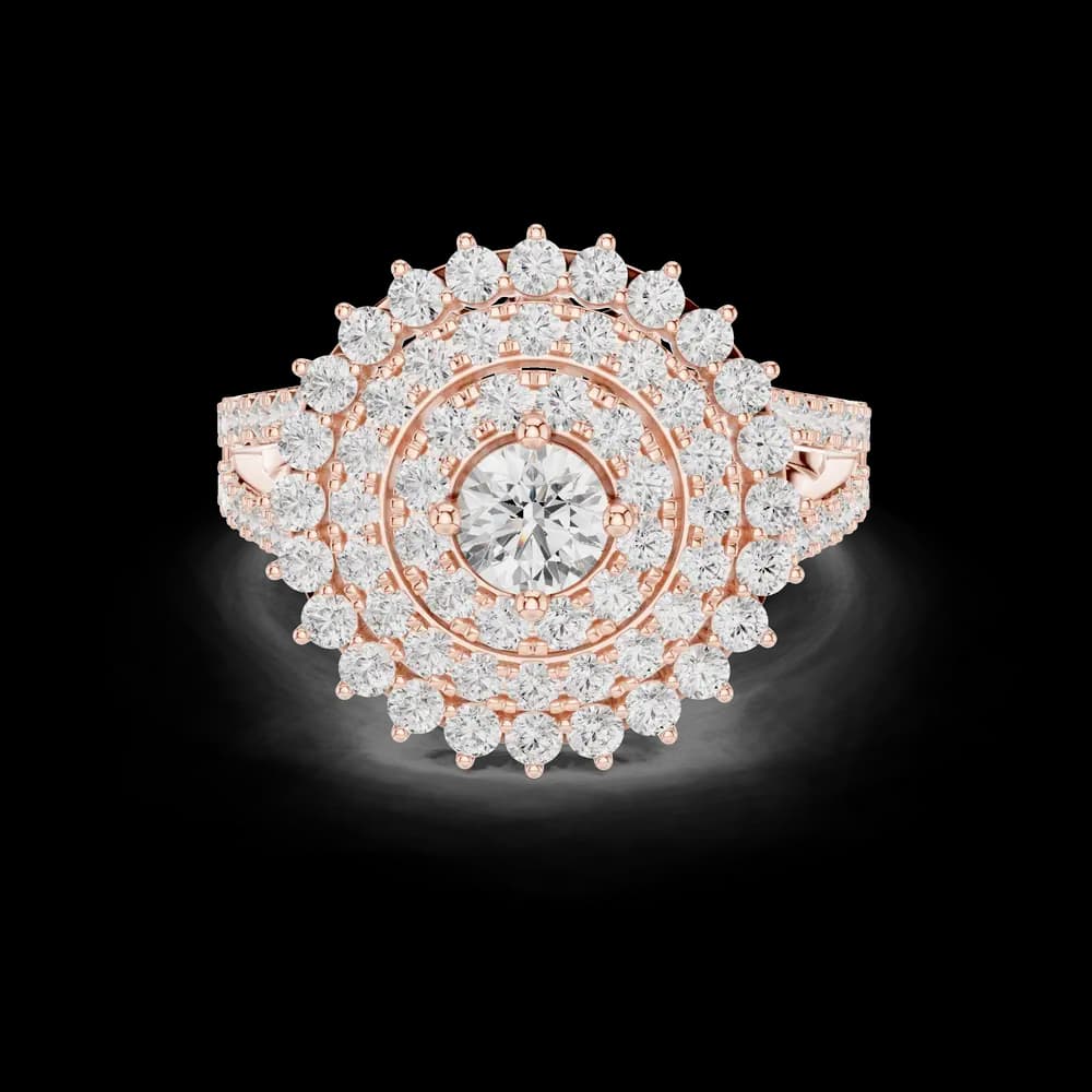 Grand Sunburst Halo Lab Grown Diamond Ring - Image 1 Grand Sunburst Halo Lab Grown Diamond Ring, view 1 of 6