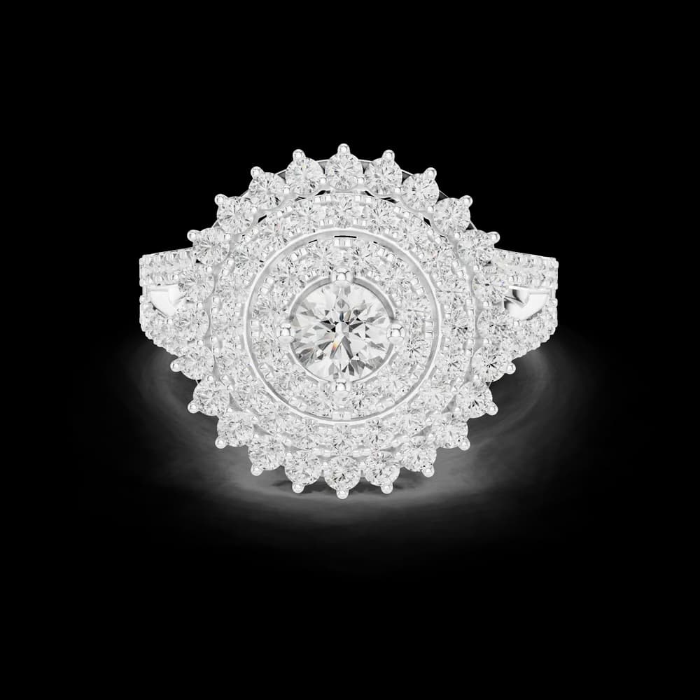 Grand Sunburst Halo Lab Grown Diamond Ring - Image 2 Grand Sunburst Halo Lab Grown Diamond Ring, view 2 of 6