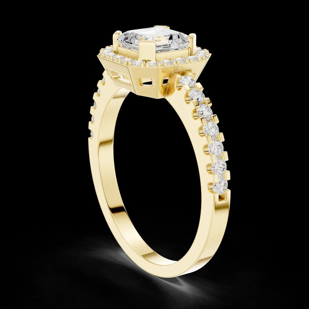 Asscher Solitaire Halo Lab Grown Diamond Ring - Image 4 Asscher Solitaire Halo Lab Grown Diamond Ring, view 4 of 6