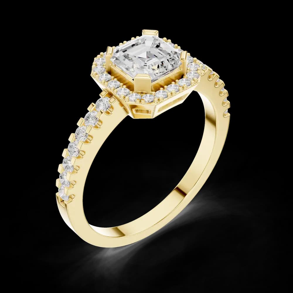 Asscher Solitaire Halo Lab Grown Diamond Ring - Image 5 Asscher Solitaire Halo Lab Grown Diamond Ring, view 5 of 6
