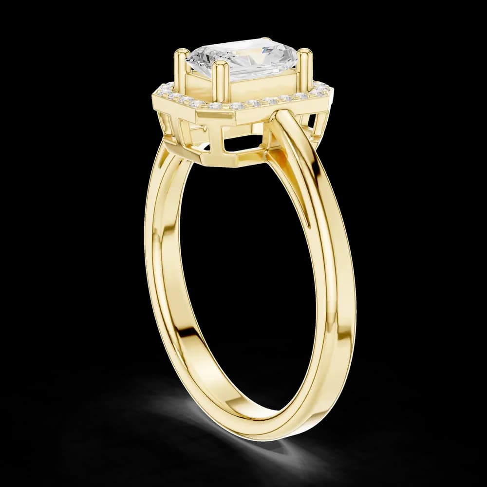 Radiant Cut Diamond Ring with Round Diamond Halo - Image 4 Radiant Cut Diamond Ring with Round Diamond Halo, view 4 of 6