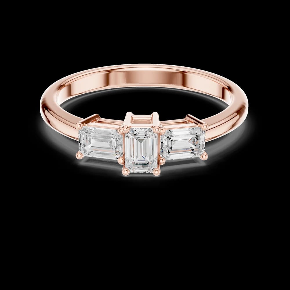 Vertical and East-West Emerald Cut Three Stone Ring (9 words) Contemporary Three Stone Emerald Cut Lab Grown - Image 1 Vertical and East-West Emerald Cut Three Stone Ring (9 words) Contemporary Three Stone Emerald Cut Lab Grown, view 1 of 6