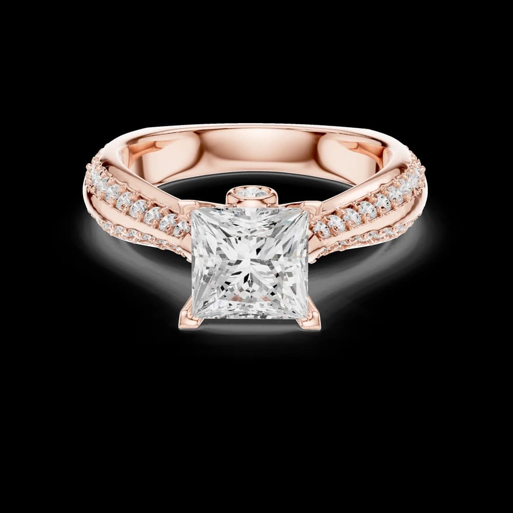 Princess Center Pavé Band Lab Grown Diamond Ring - Image 1 Princess Center Pavé Band Lab Grown Diamond Ring, view 1 of 6