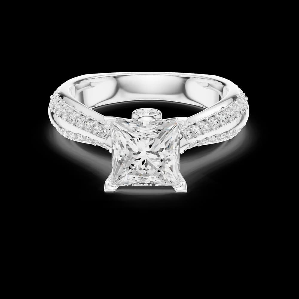 Princess Center Pavé Band Lab Grown Diamond Ring - Image 2 Princess Center Pavé Band Lab Grown Diamond Ring, view 2 of 6