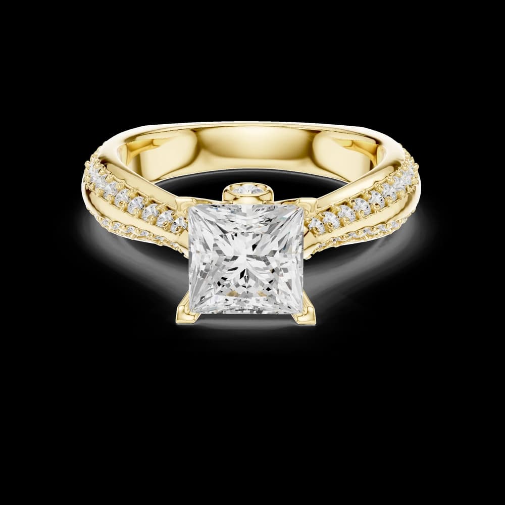 Princess Center Pavé Band Lab Grown Diamond Ring - Image 3 Princess Center Pavé Band Lab Grown Diamond Ring, view 3 of 6
