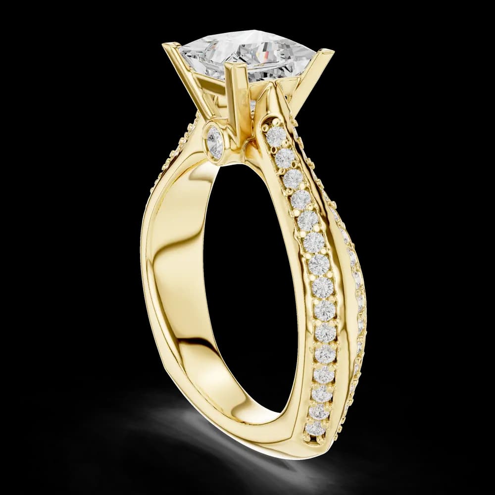 Princess Center Pavé Band Lab Grown Diamond Ring - Image 4 Princess Center Pavé Band Lab Grown Diamond Ring, view 4 of 6