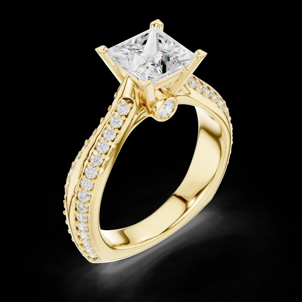 Princess Center Pavé Band Lab Grown Diamond Ring - Image 5 Princess Center Pavé Band Lab Grown Diamond Ring, view 5 of 6