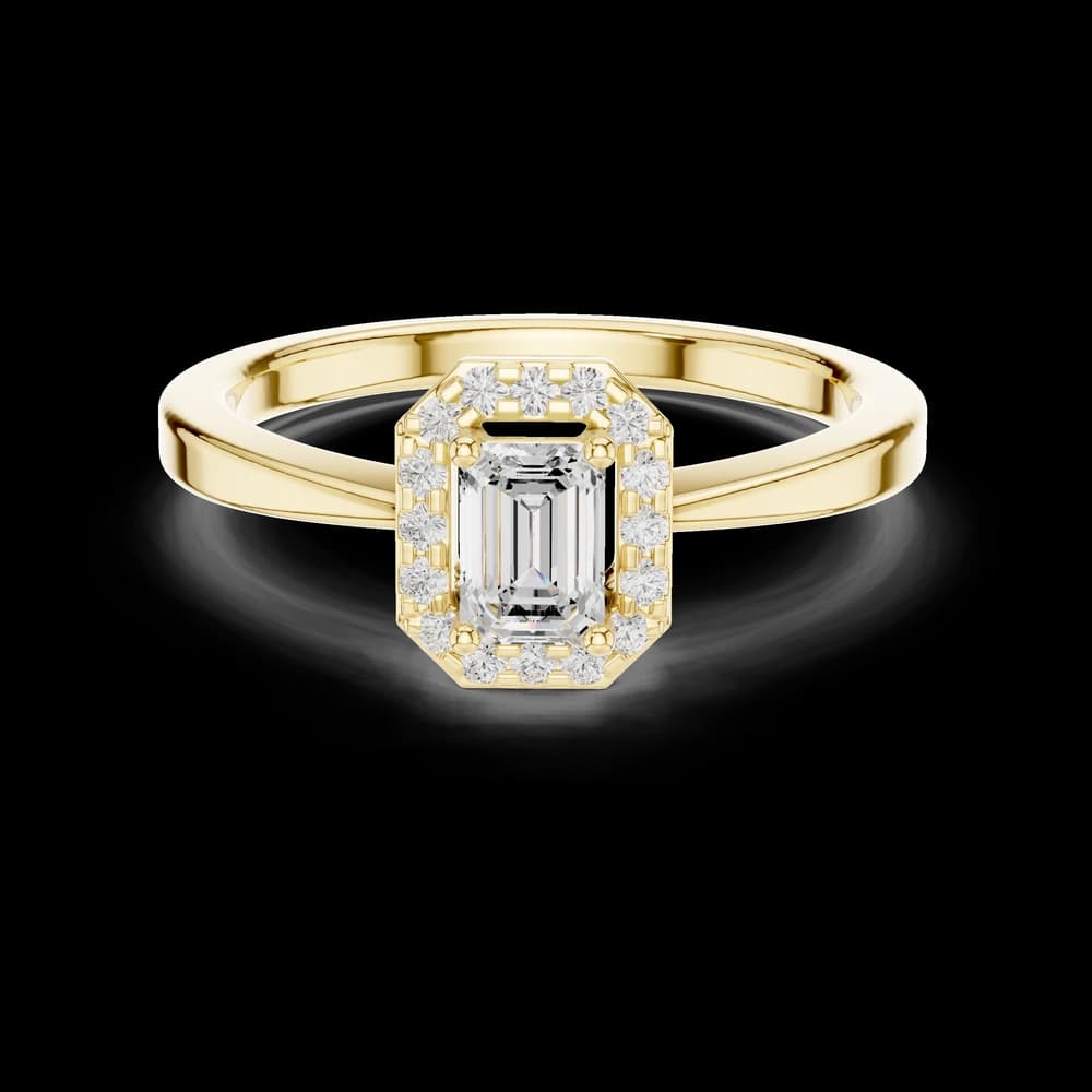 Emerald Cut Diamond Ring with Brilliant Round Halo - Image 3 Emerald Cut Diamond Ring with Brilliant Round Halo, view 3 of 6